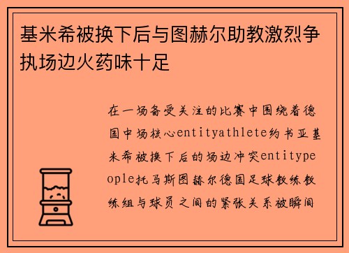 基米希被换下后与图赫尔助教激烈争执场边火药味十足 基米希被换下后与图赫尔助教激烈争执场边火药味十足